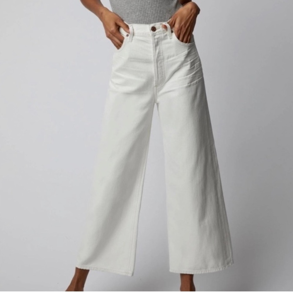 Citizens Of Humanity White Wide-Leg Flare Jeans